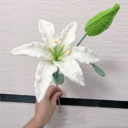 Knitted Flower Lily Bundle Diy Material Pack Wool Crochet Flower Finished Decoration