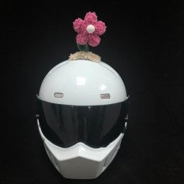 Motorcycle Helmet Decorated With Swinging Sunward Flowers