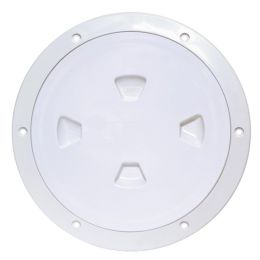 Beckson 8" Smooth Center Screw-Out Deck Plate - White